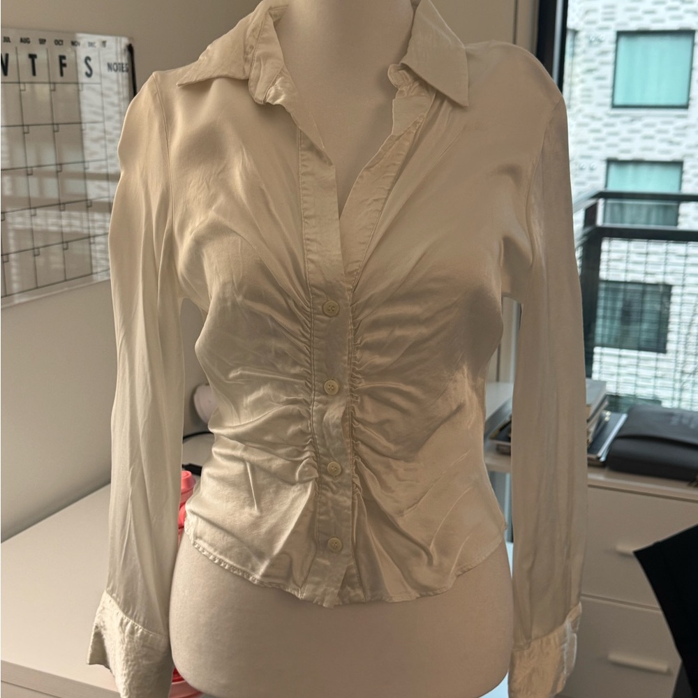 Zara Cream Button-Down Shirt